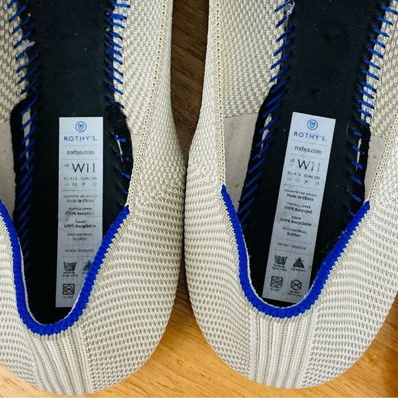 Rothy’s The Loafer Linen Double Stich Slip On Flats Shoe Tan 11 - Picture 9 of 11